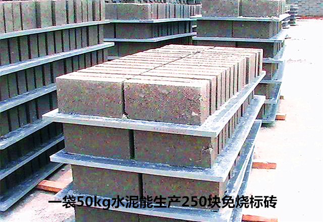 一袋50kg水泥可以生產250塊免燒標磚